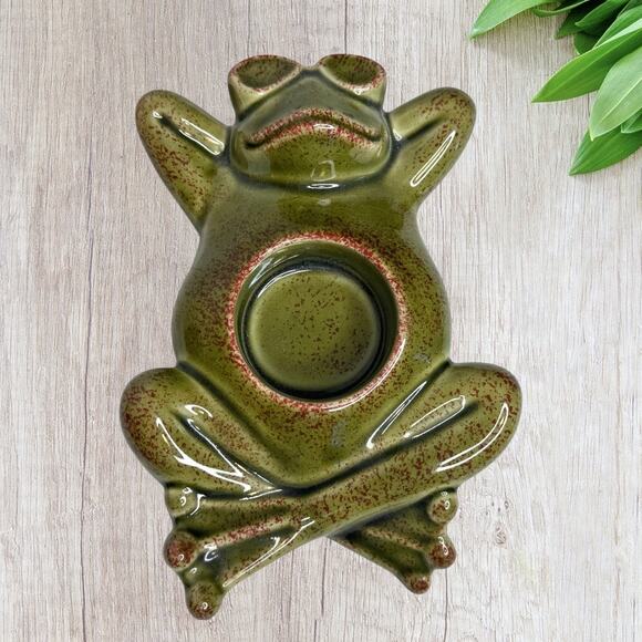 Vintage PartyLite Two Frogs Candle Holder Votive Ceramic Garden Decor Figurine - Picture 4 of 8